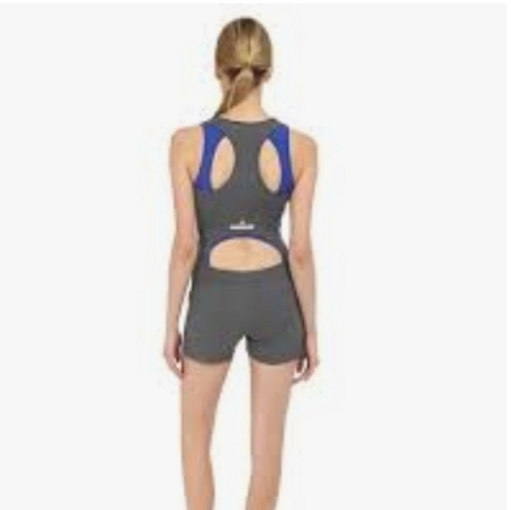 Adidas by Stella McCartney Gray and Blue Cutout One-Piece Romper